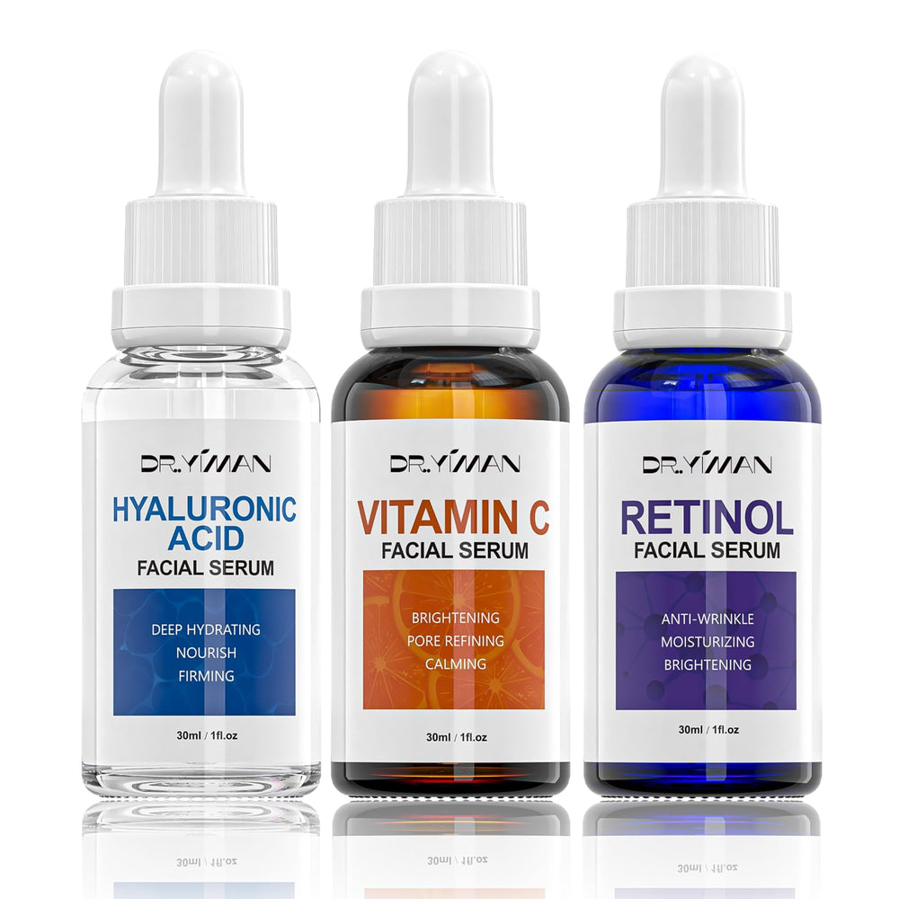 DR.YIMAN ensemble sérums anti-âge – bouteille élégante pour une routine lumineuse.