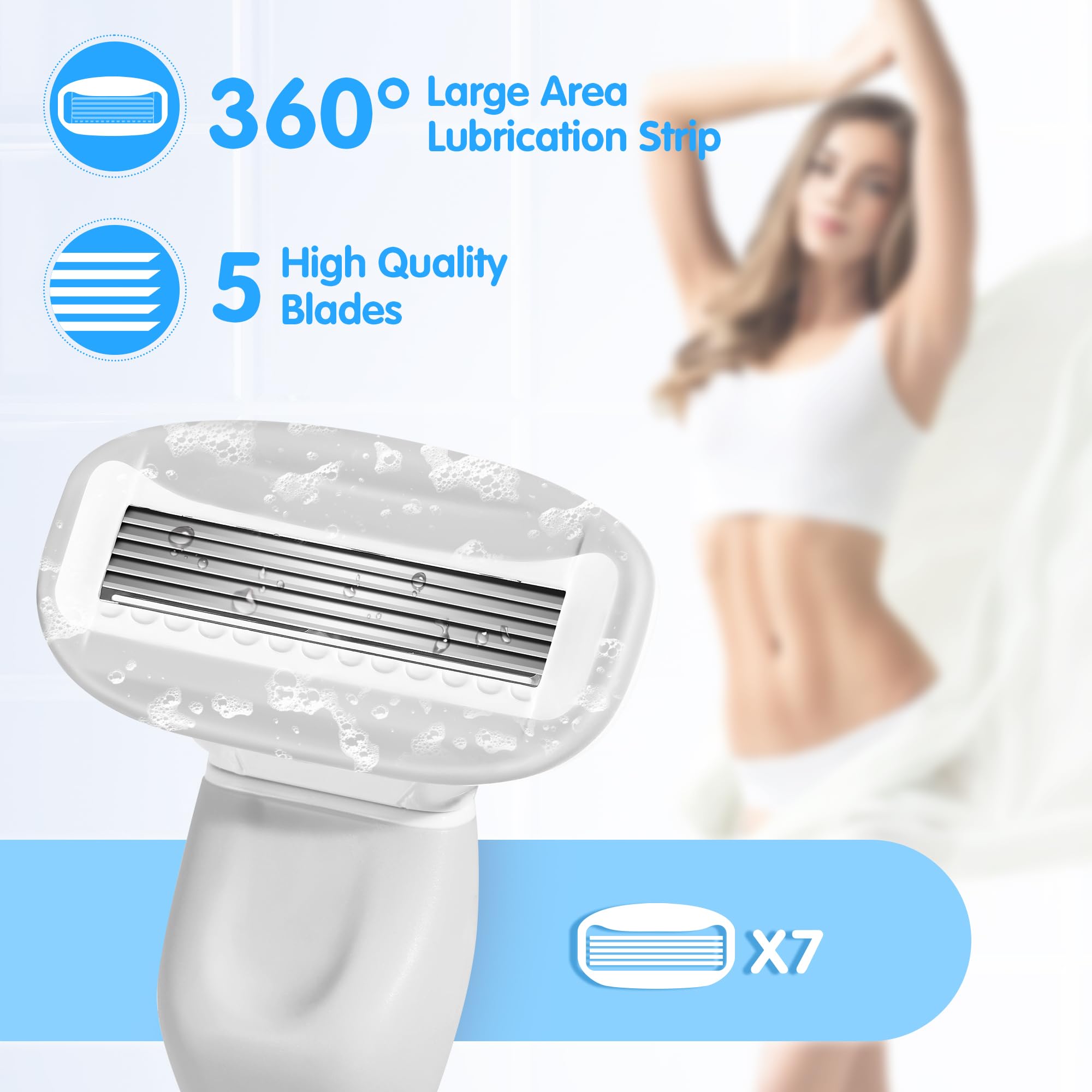 DreamGenius rasoir femme équipé de 5 lames pour une peau lisse et confortable
