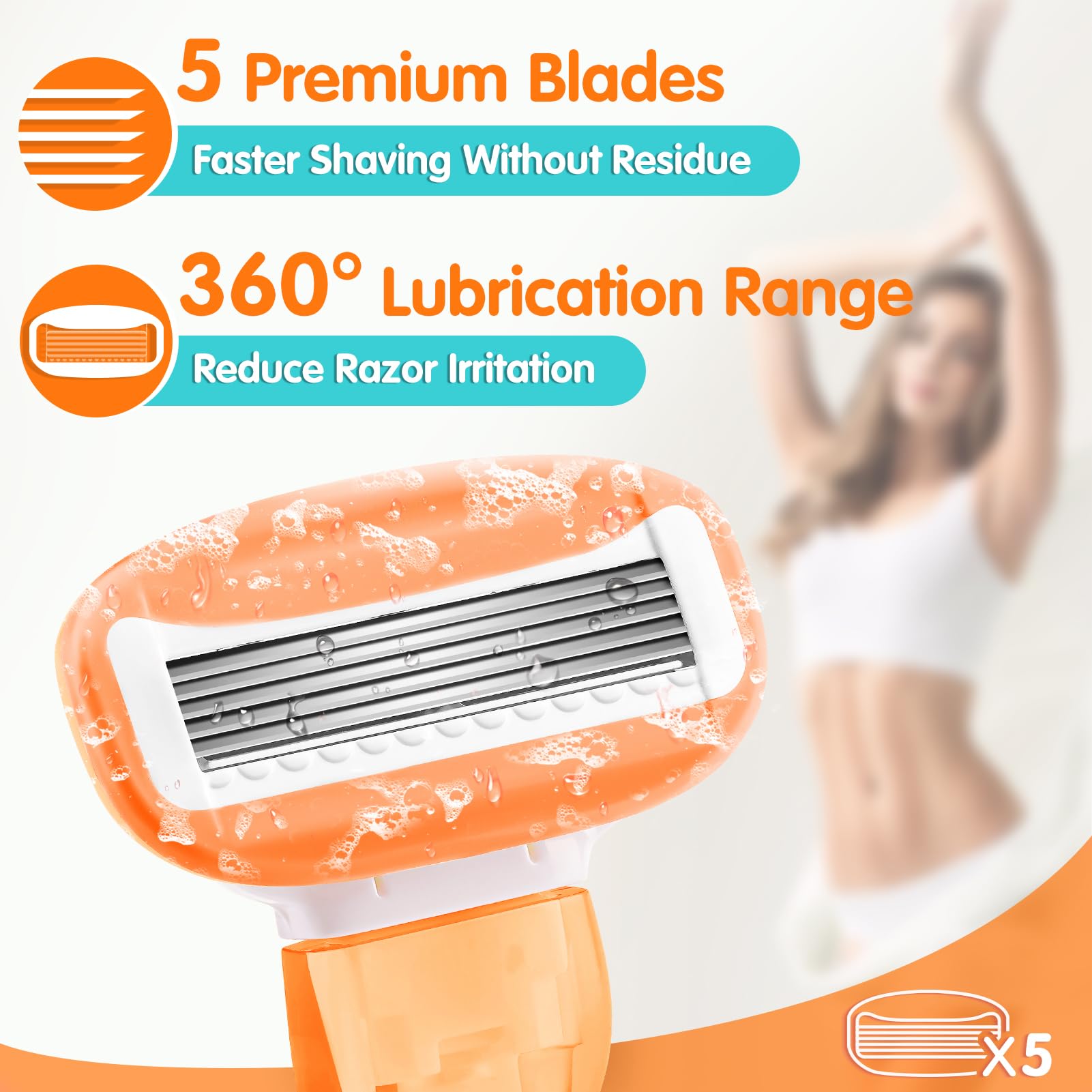 DreamGenius voyage rasoir, lames 5 pour un rasage fluide