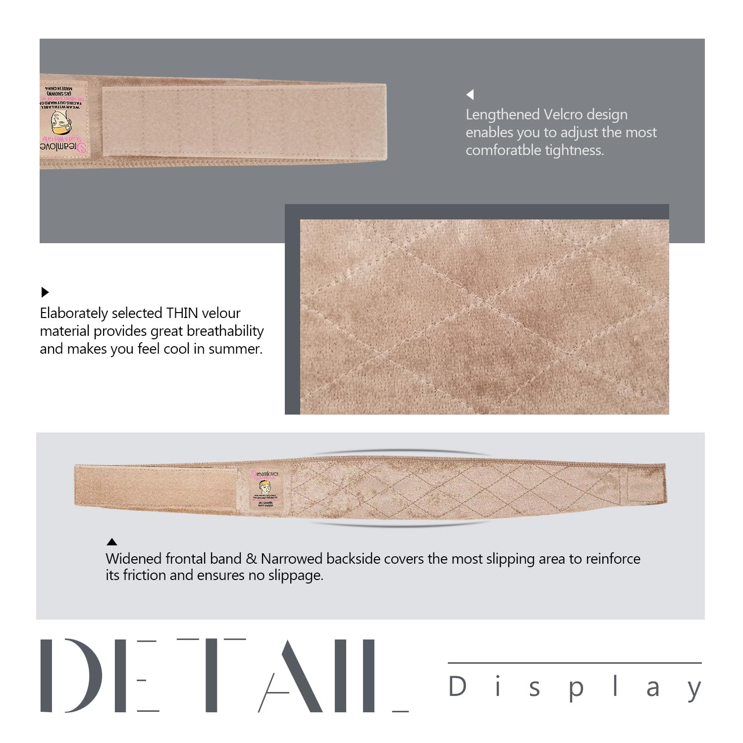 Dreamlover bandes couture rhombus nude — détail des coutures pour durabilité.