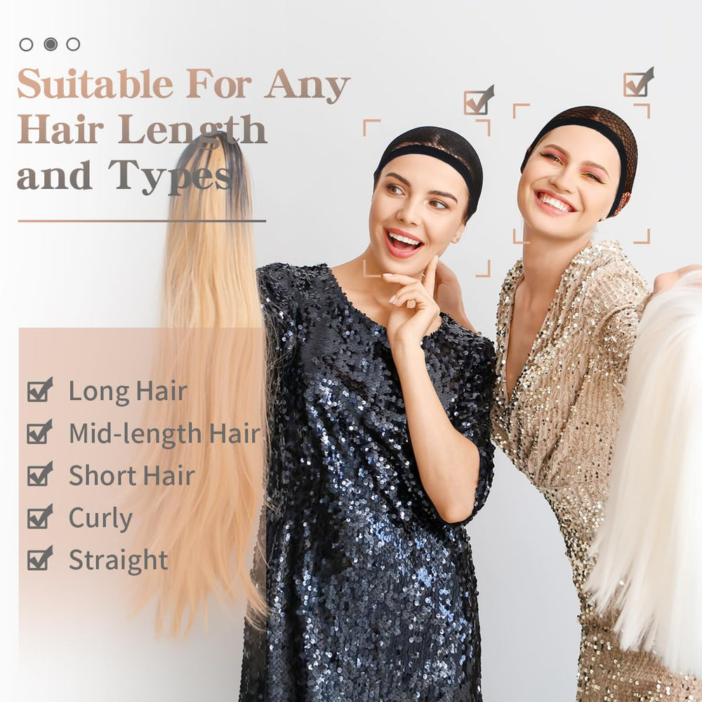 Dreamlover cap crochet maillage noir adaptée à toutes longueurs pour cheveux.