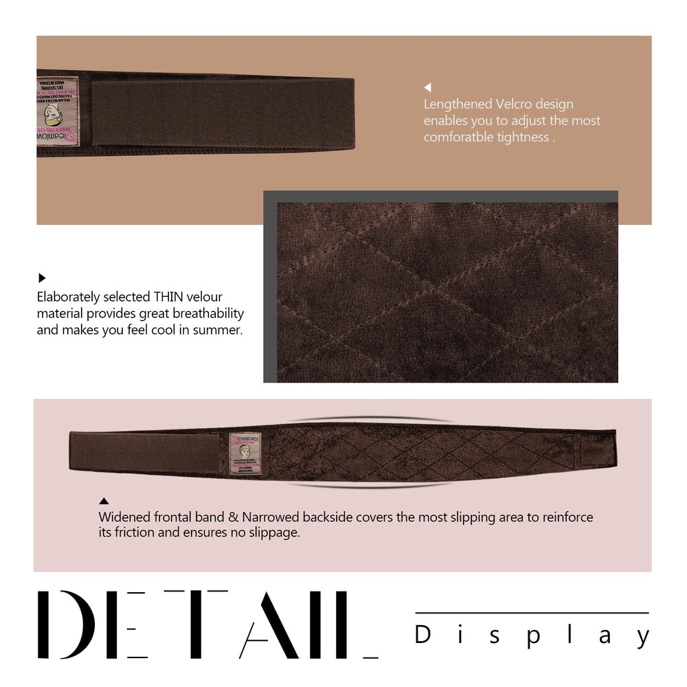 Dreamlover Wig Grip Band frontal large brun foncé couverture anti-glisse améliorée.