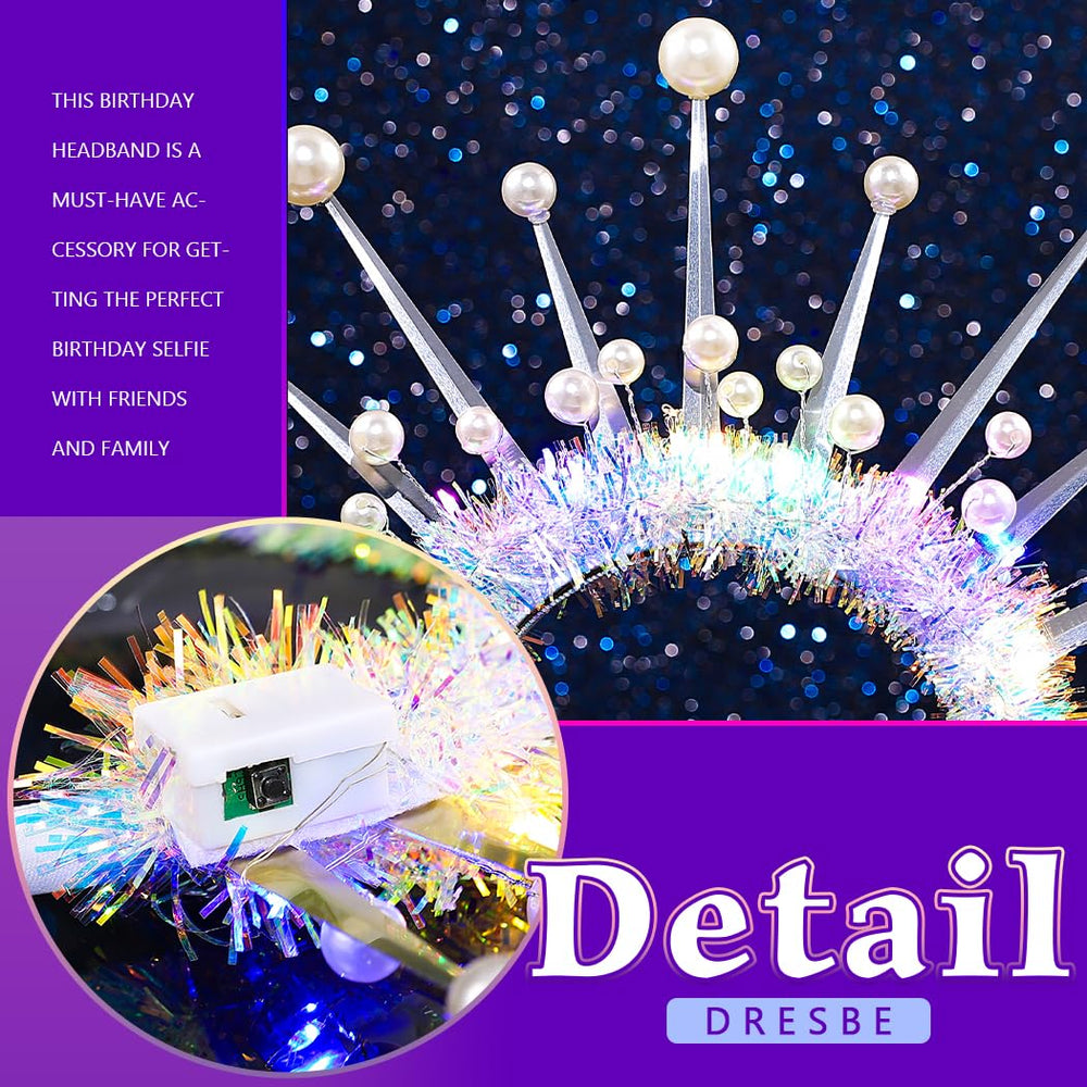 DRESBE couronne-perles-led design romantique, pour mariage ou anniversaire