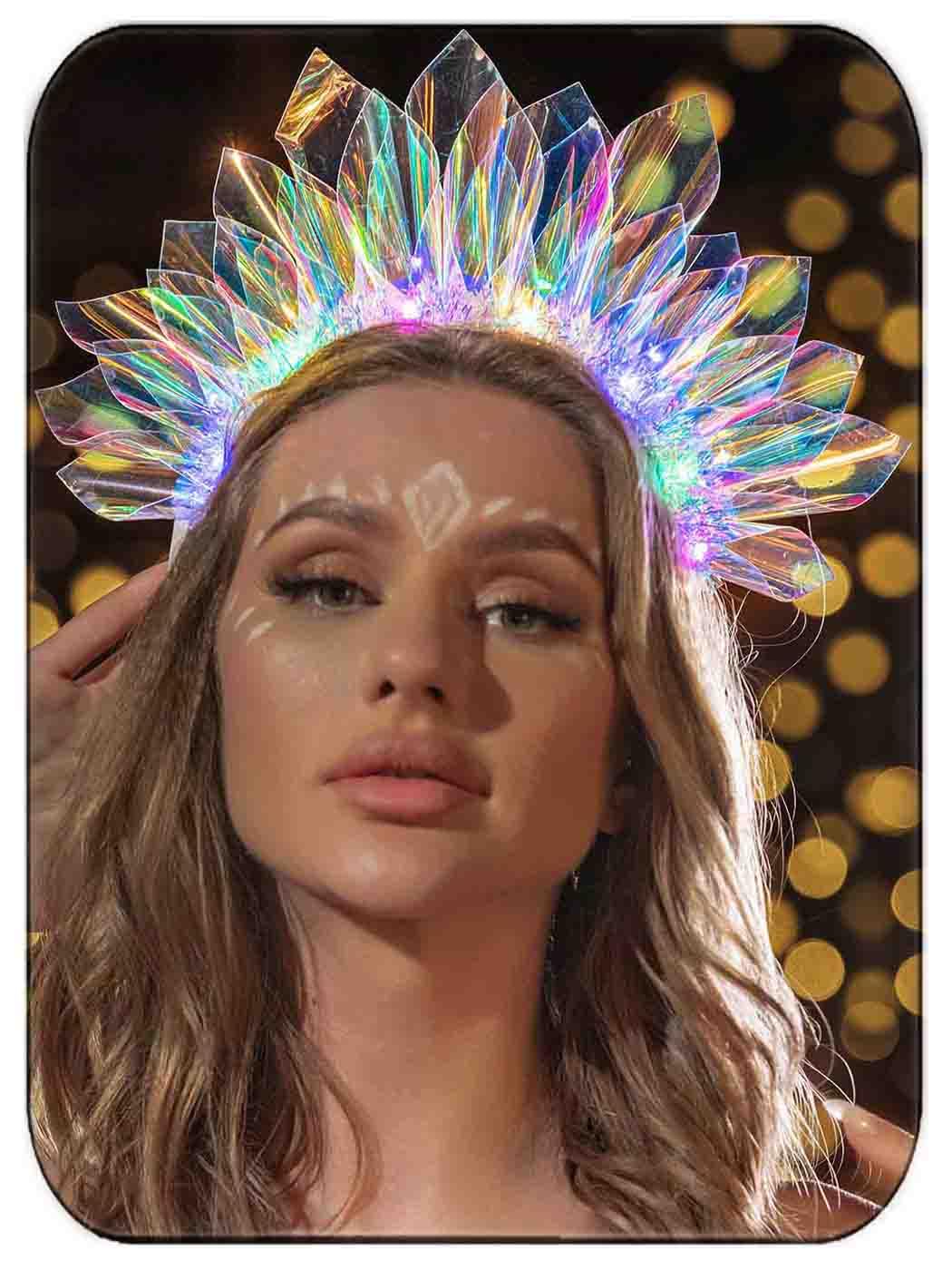 DRESBE serre-tête lumineux pour fêtes, ambiance festive en soirée.