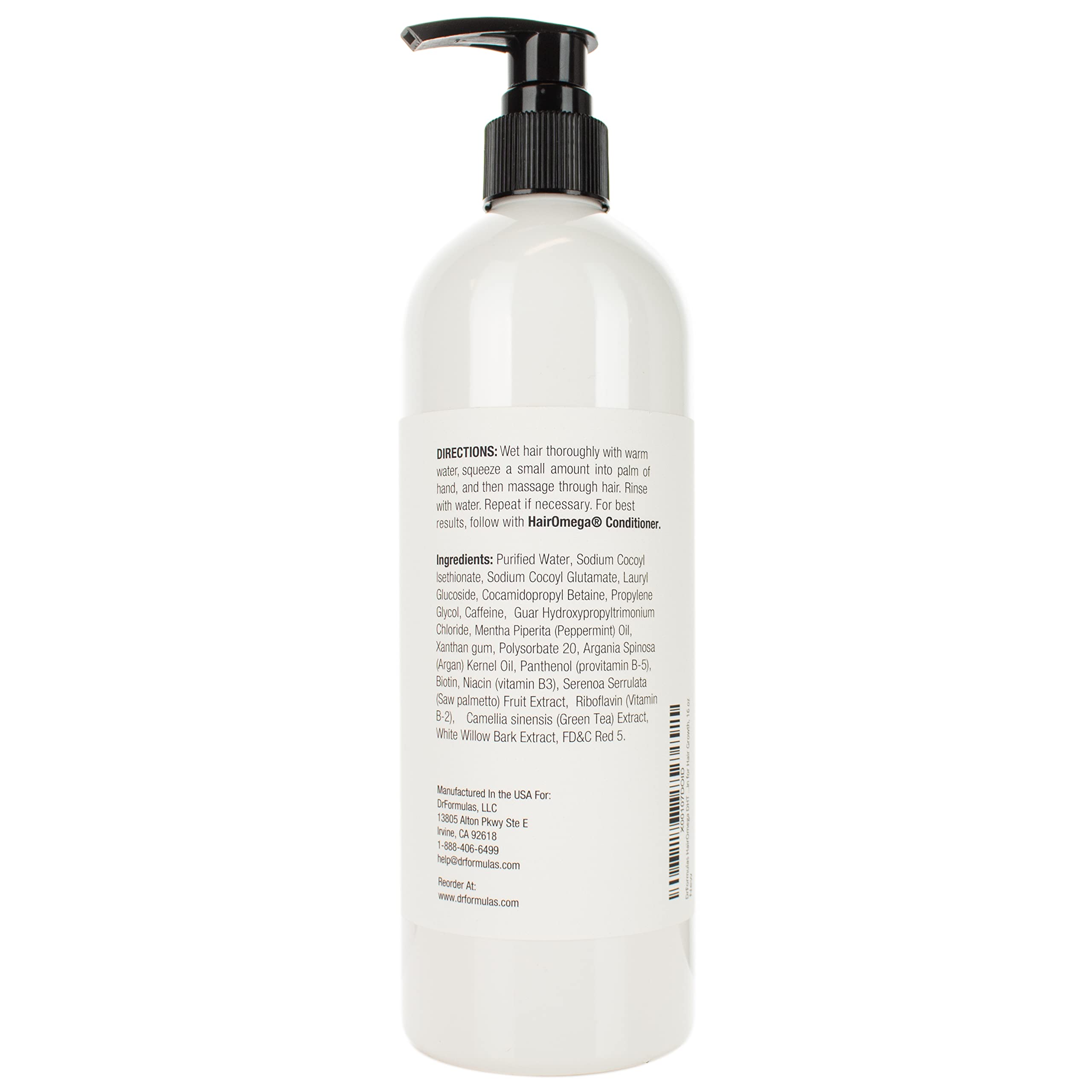 DrFormulas HairOmega DHT Blocker Shampoing — bouteille menthe, sensation de fraîcheur et nettoyage en douceur.