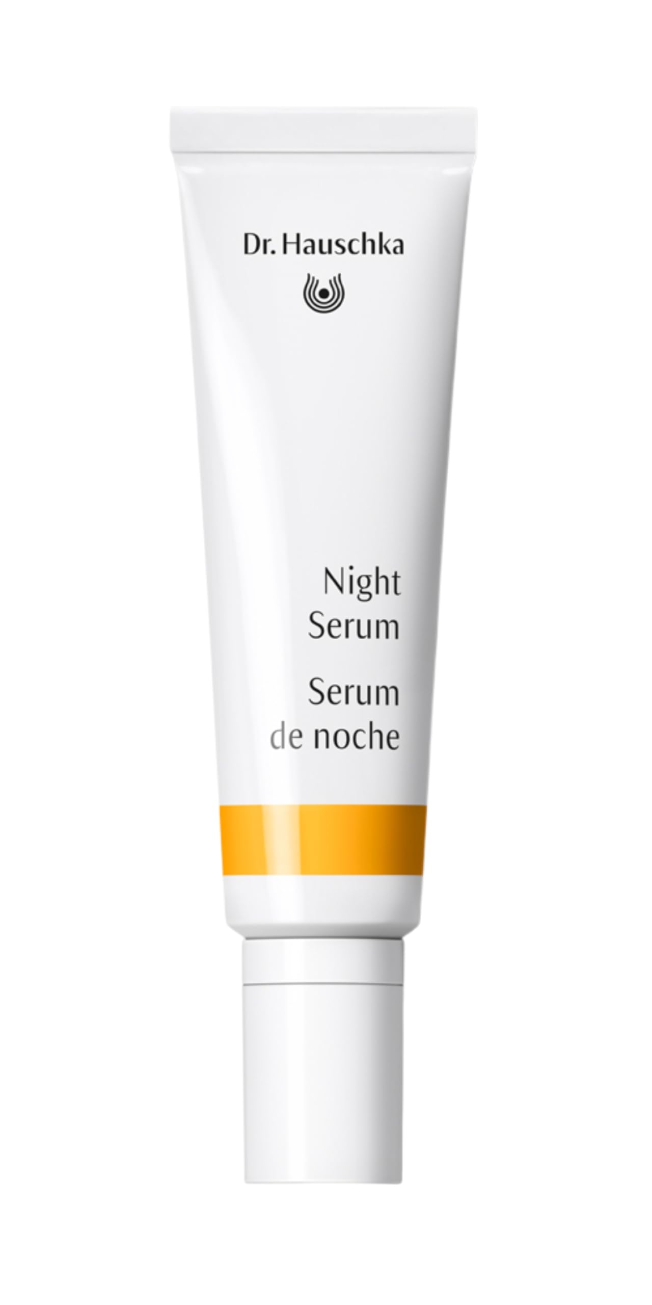 Sérum nocturne Dr. Hauschka: bouteille élégante et étiquette, soin sans huile.