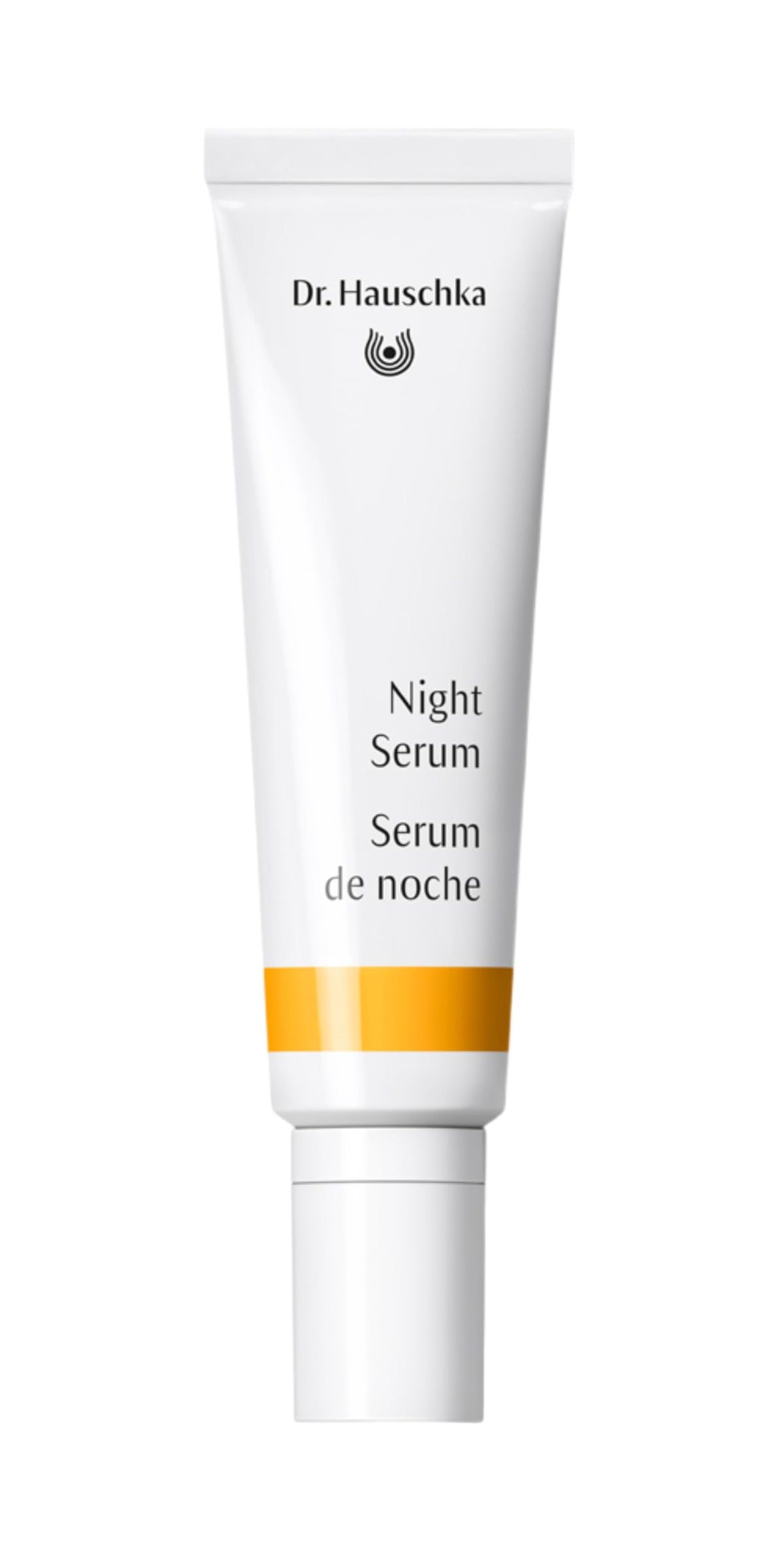 Sérum nocturne Dr. Hauschka: bouteille élégante et étiquette, soin sans huile.