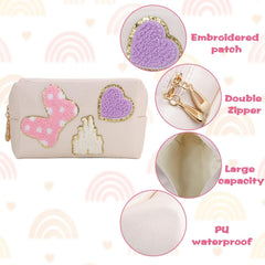 Dripykiaa Preppy Patch pochette en PU imperméable, facile à nettoyer.