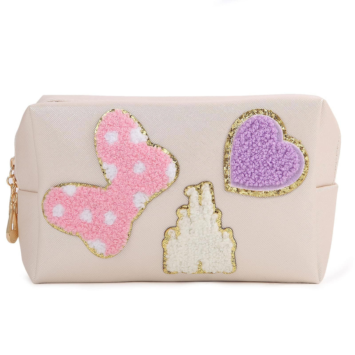 Pochette maquillage Dripykiaa Preppy Patch au design cartoon, idéale pour voyages et quotidien.
