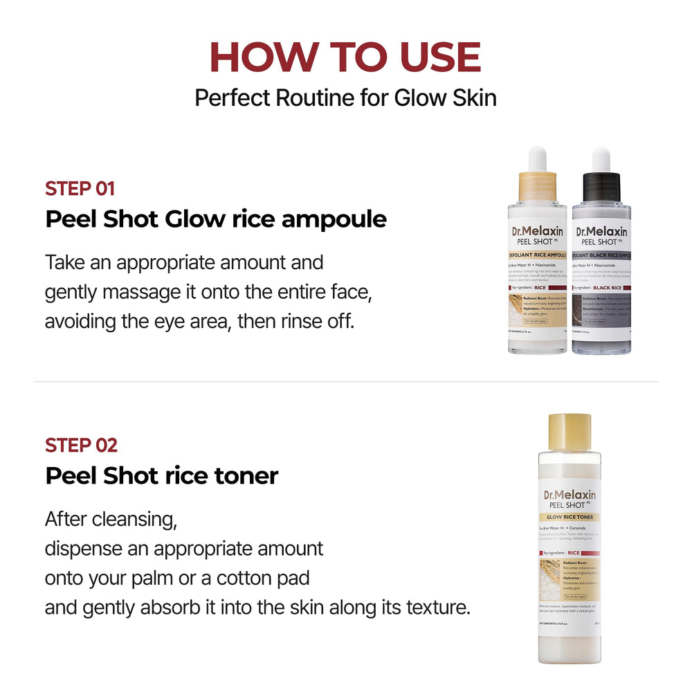 Dr.Melaxin tonique riz application douce prépare la peau.