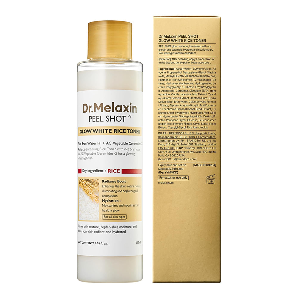 Dr.Melaxin tonique riz peau lumineuse et veloutée après usage.