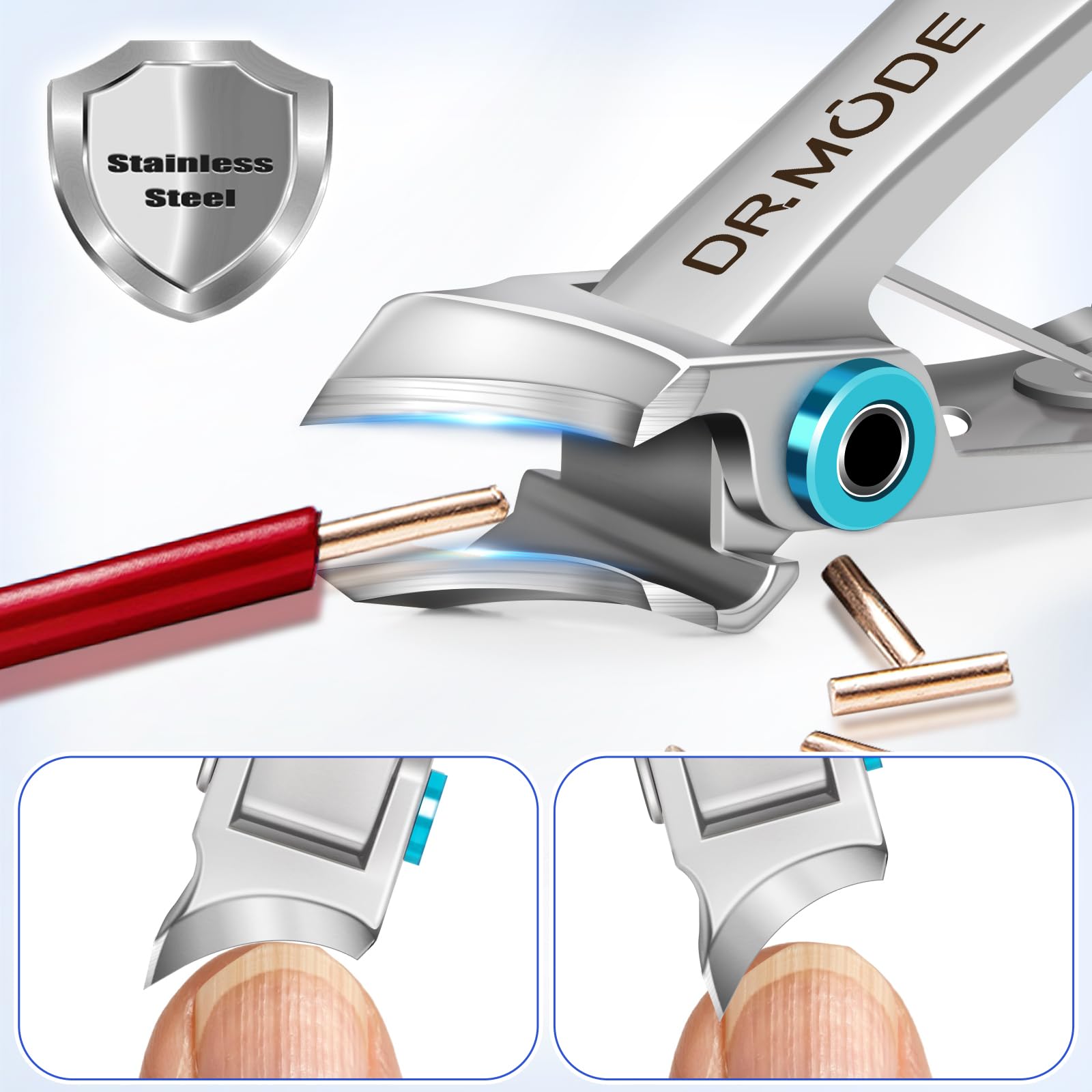 DRMODE coupe-ongles poignee antiglisse, prise stable en utilisation.