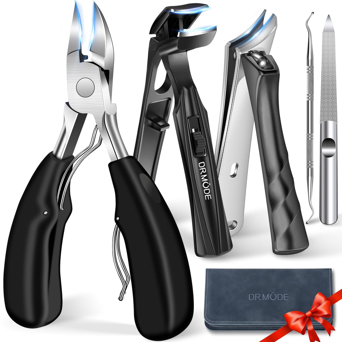 DRMODE ensemble de coupe-ongles épais dans un coffret cuir, pratique et élégant.