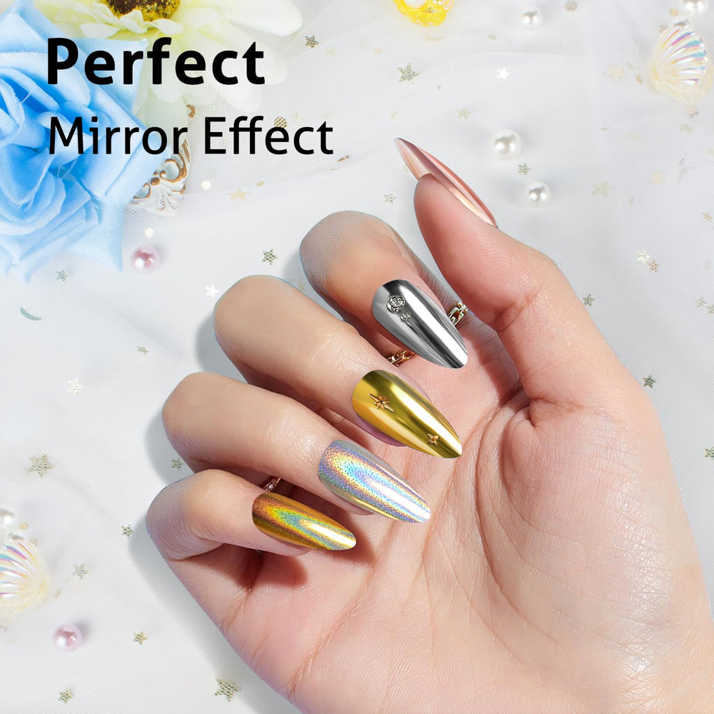 DRMODE feuilles d'or et argent sur ongles accents métalliques
