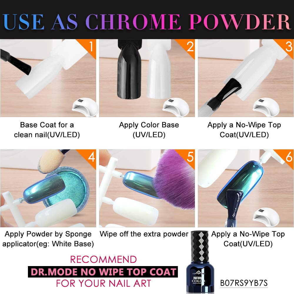 DRMODE pinceau intégré assure précision lors du mélange poudre et couche supérieure.