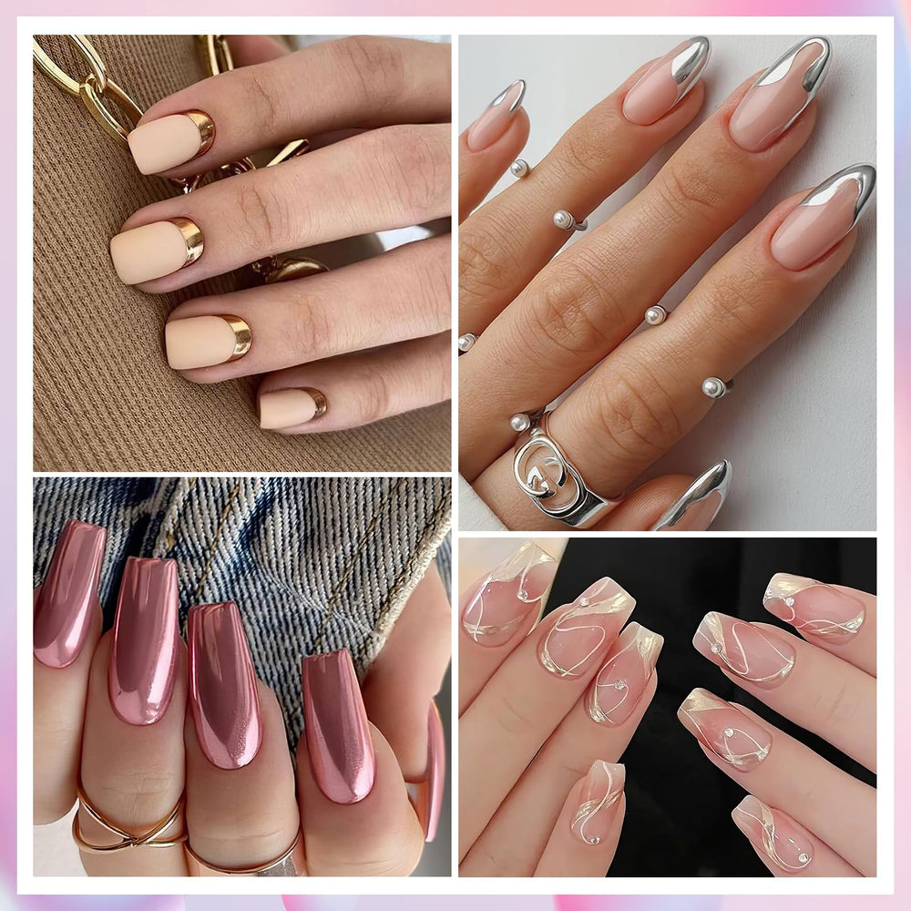 DRMODE poudre chrome argent sur ongles pour look métallique chic