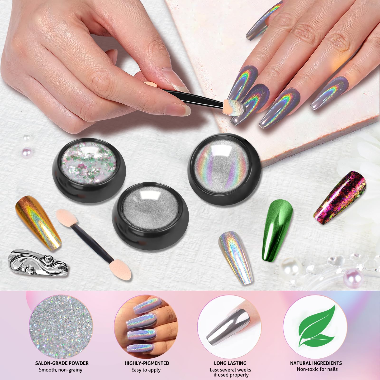 DRMODE poudre chrome bleu : nuance satinée pour un look frais