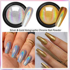 DRMODE poudre chrome or rose sur ongles pour effet iridescent glamour