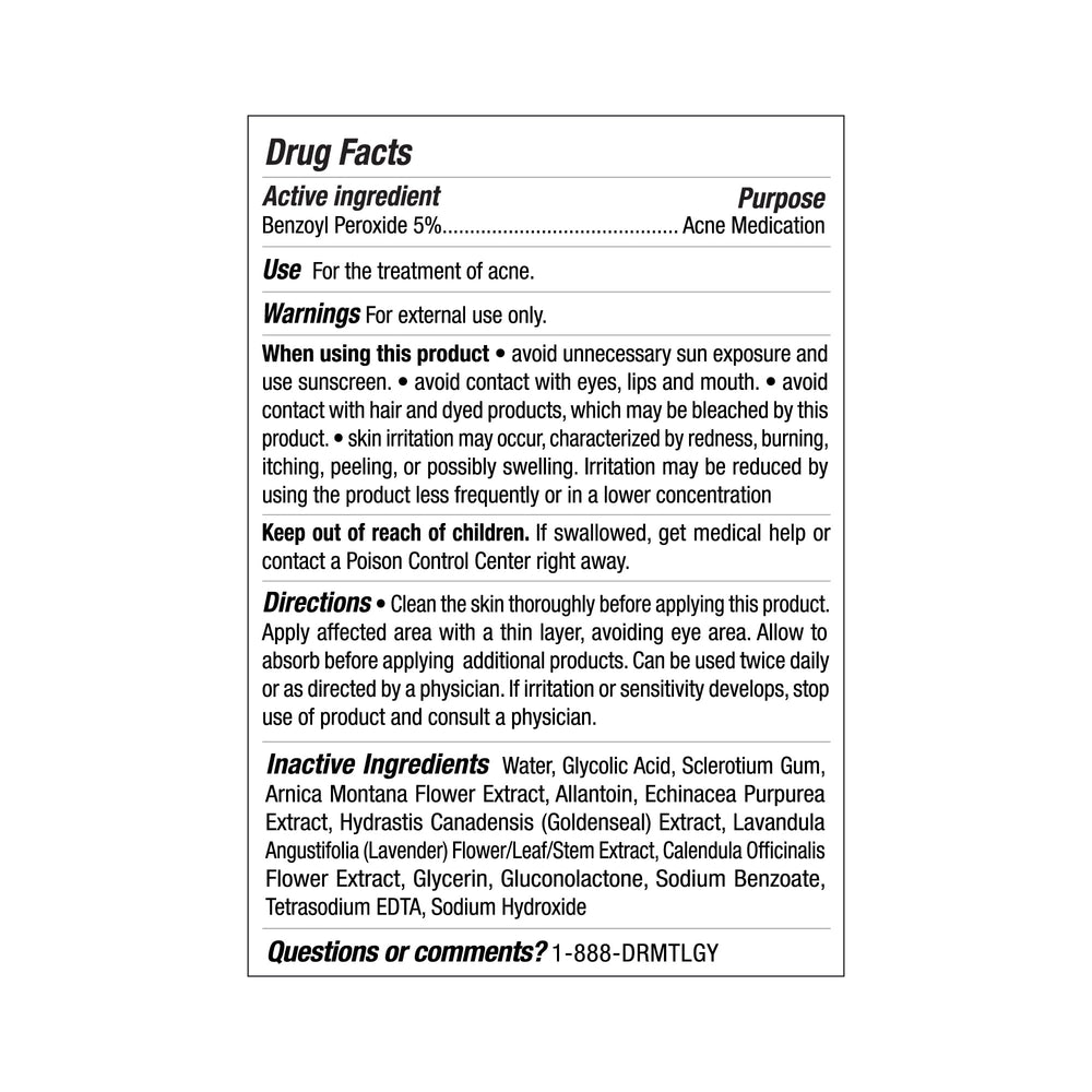 DRMTLGY spot-treatment : sans parabènes, sans sulfates, cruelty-free.