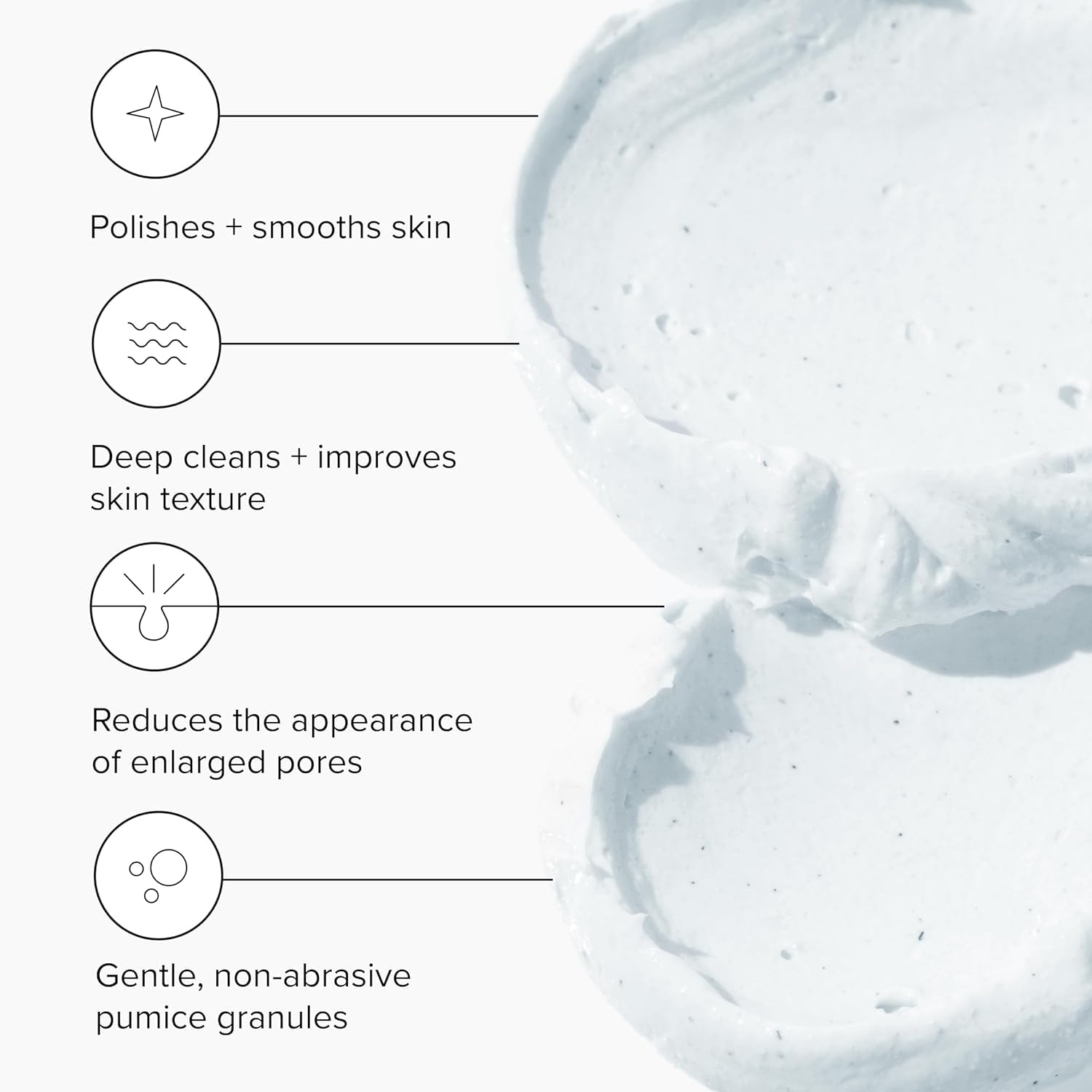 DRMTLGY application gommage visage révèle une texture plus douce et affinée.