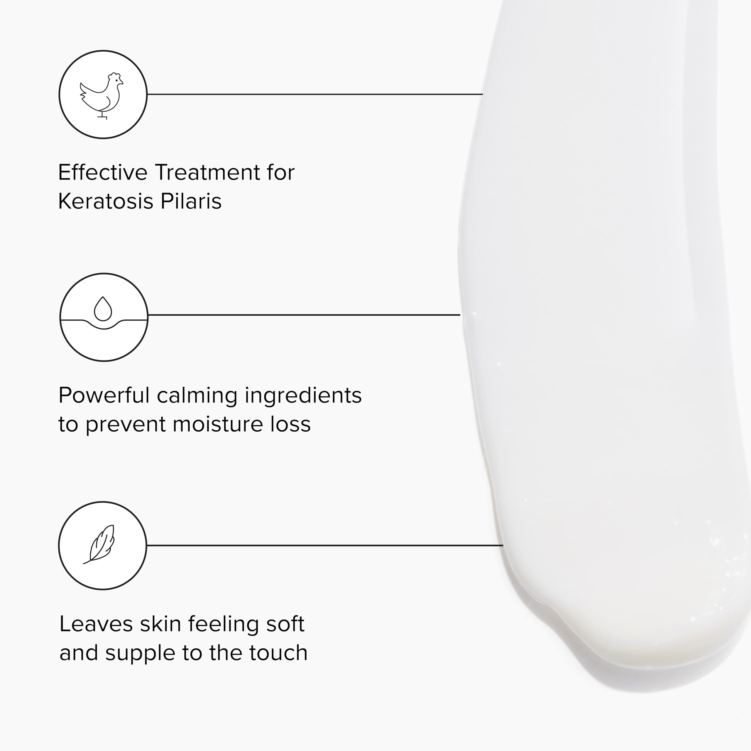 DRMTLGY Lotion: application sur le bras pour peau plus lisse.