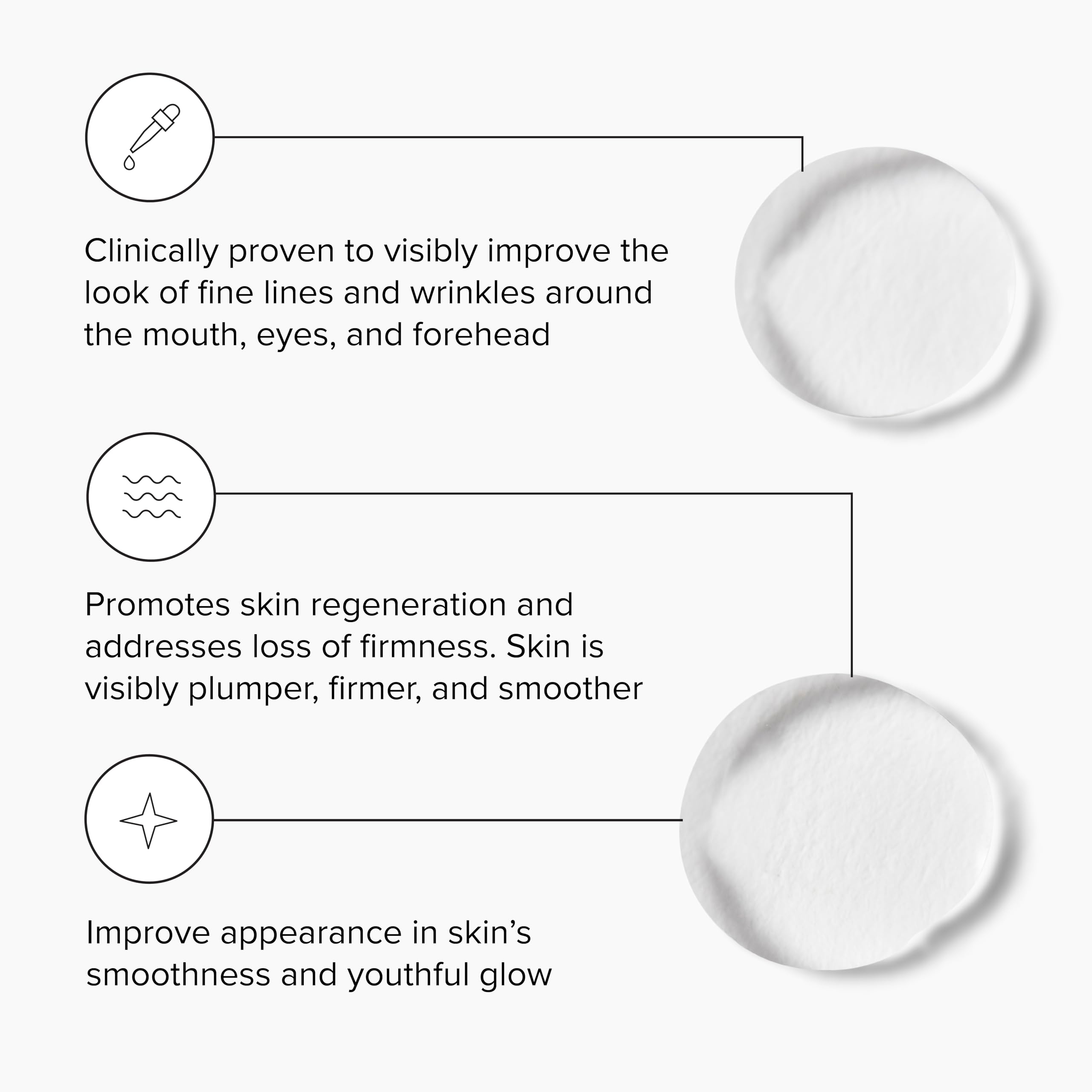 Texture légère du sérum sans aiguille absorbée rapidement par la peau.