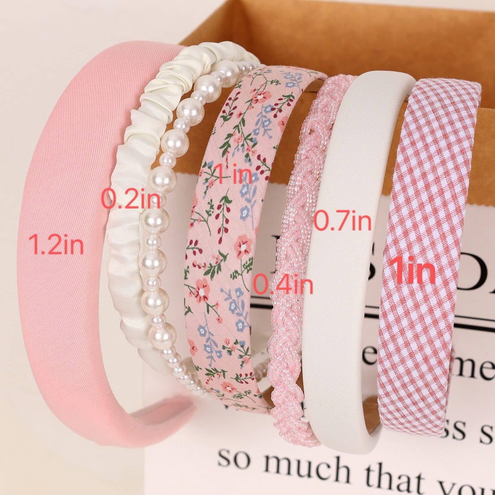 Drnytunk bandeau anti-glisse florale rose, reste en place en toute occasion.