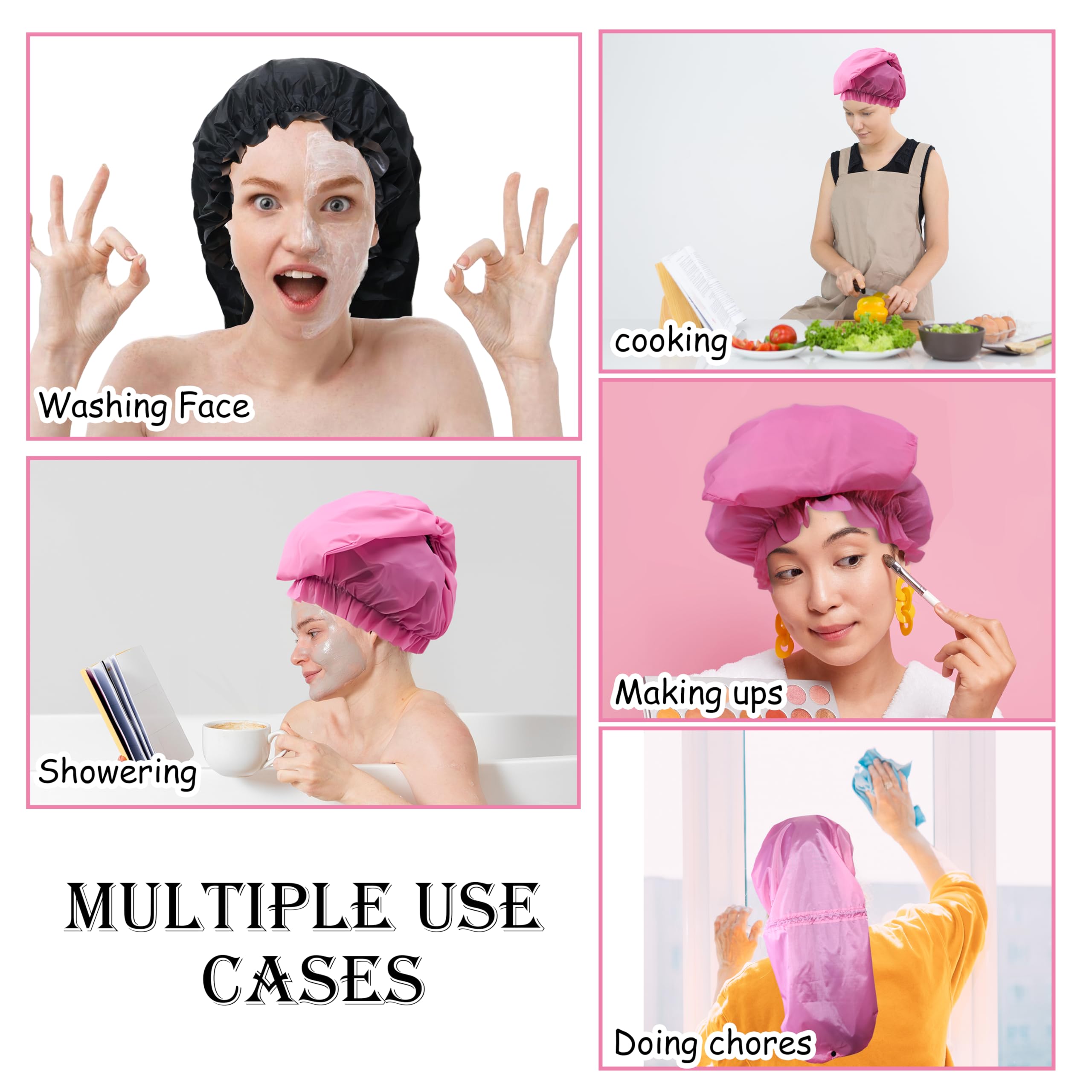 Drokenle cap-douche deux couleurs: noir et rose pour assortir votre style.