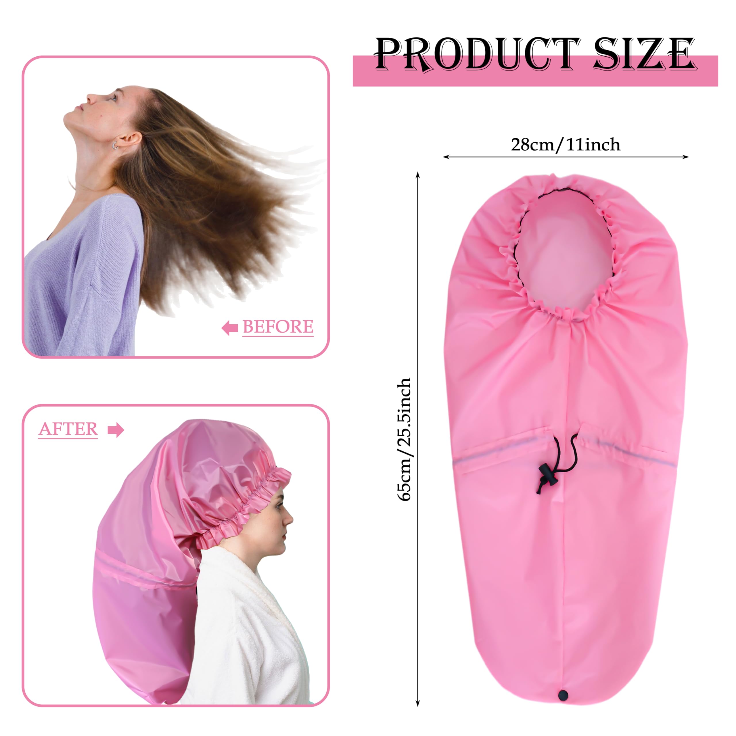 Drokenle cap-douche elastique avec lacets: ajustement sûr pour toutes les tetes.