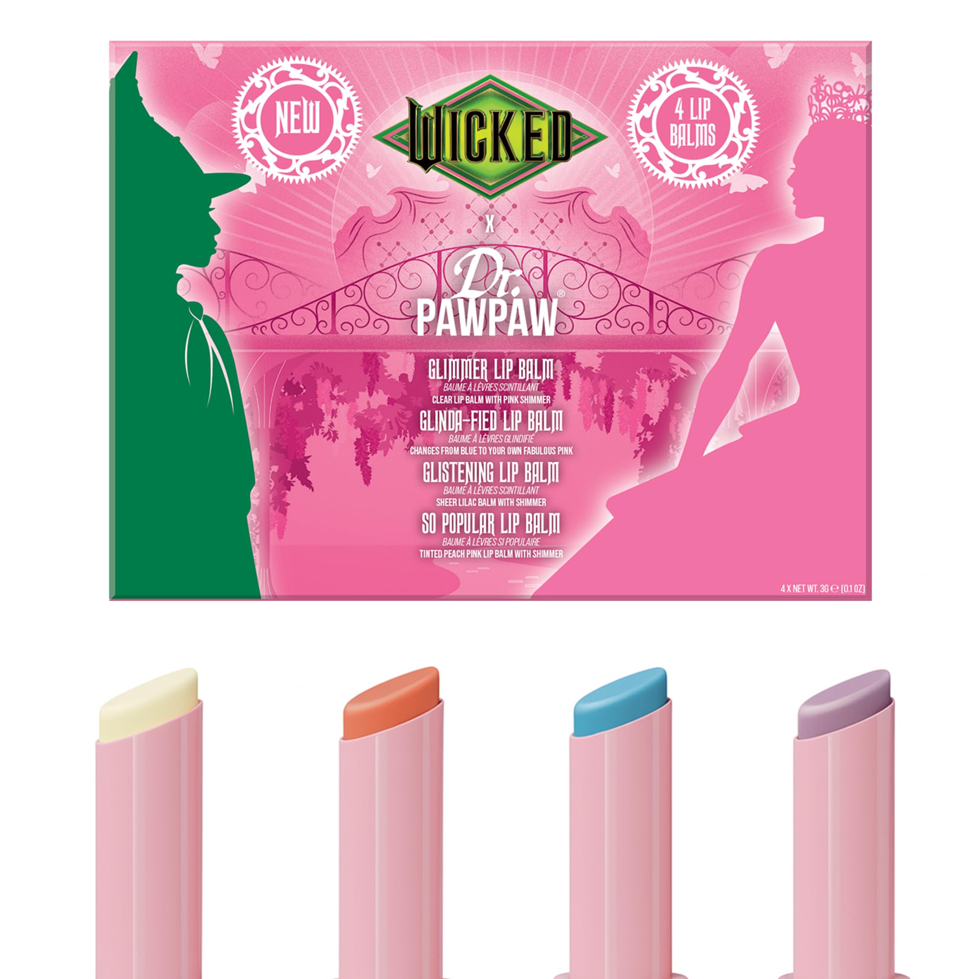 Dr. PawPaw Glinda Wicked Collection — ensemble, soin nourrissant et couleur légère pour les lèvres.