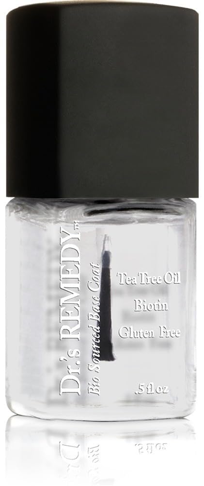 Dr.'s Remedy Clear Base Coat bottle highlighting quick-dry, long-wear nail protection.