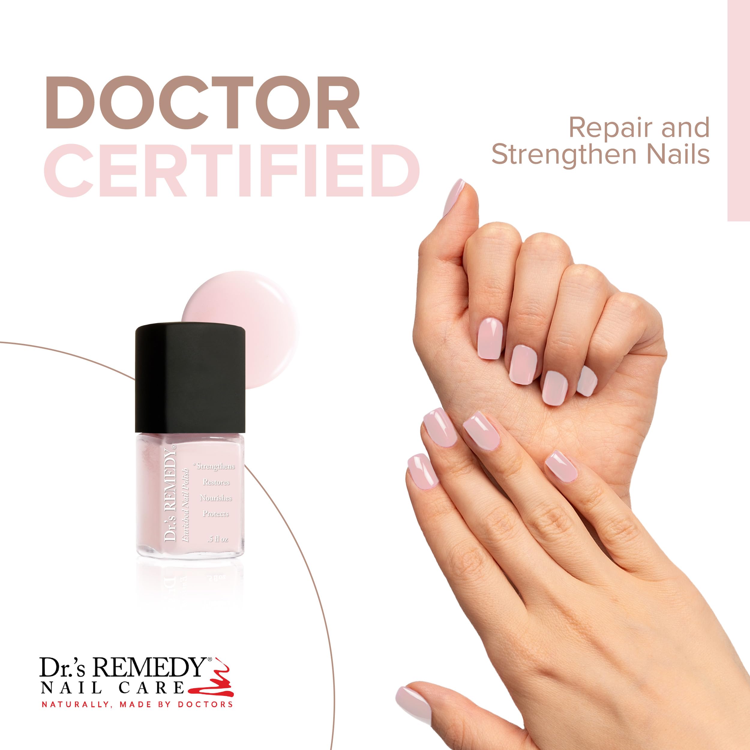Dr.'s Remedy Enriched Nail Polish close-up of brush applying for smooth coverage
