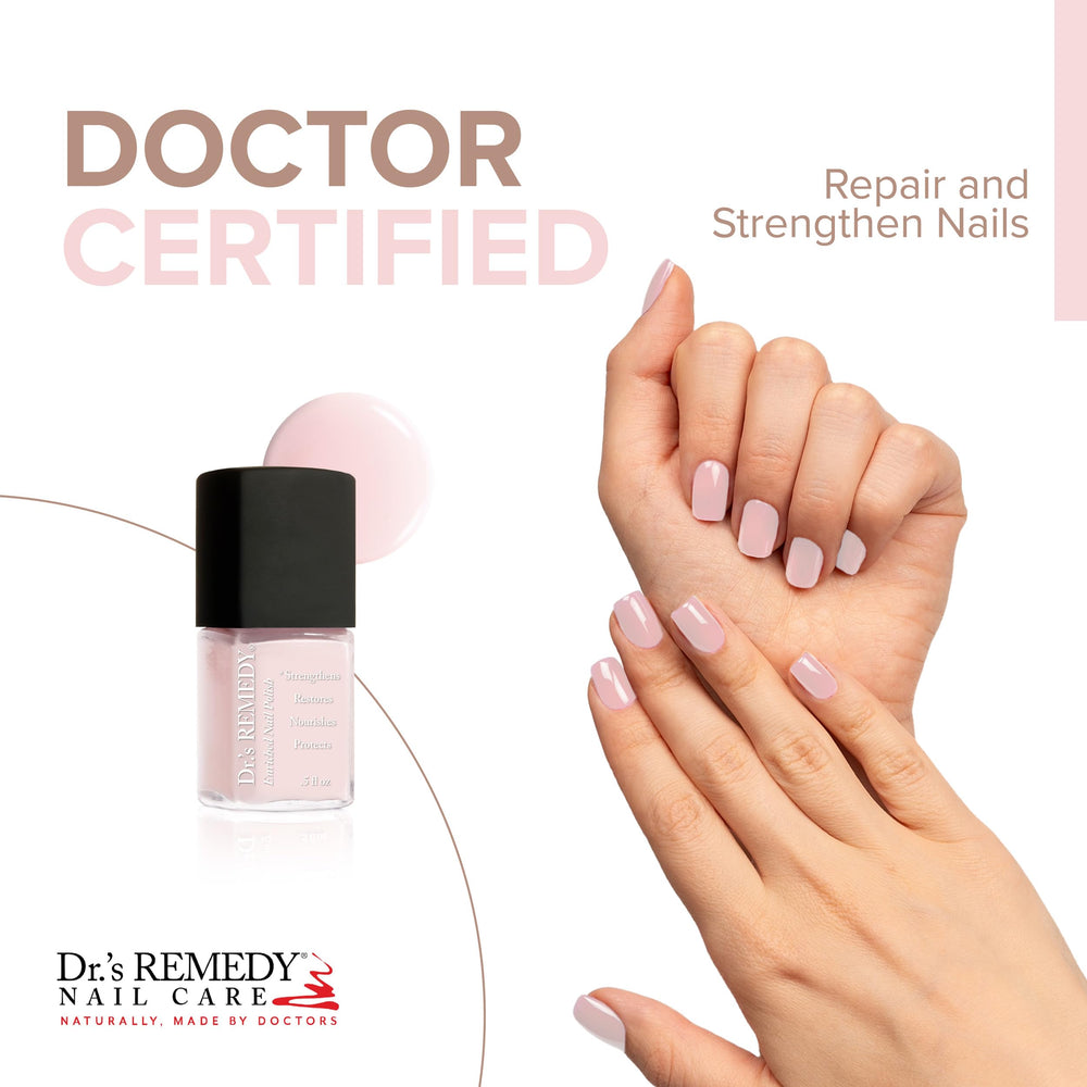 Dr.'s Remedy Enriched Nail Polish close-up of brush applying for smooth coverage