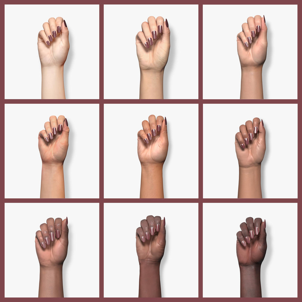 Dr.'s Remedy Enriched Nail Polish MELLOW Mauve nails swatch shows vibrant, long-lasting shine.