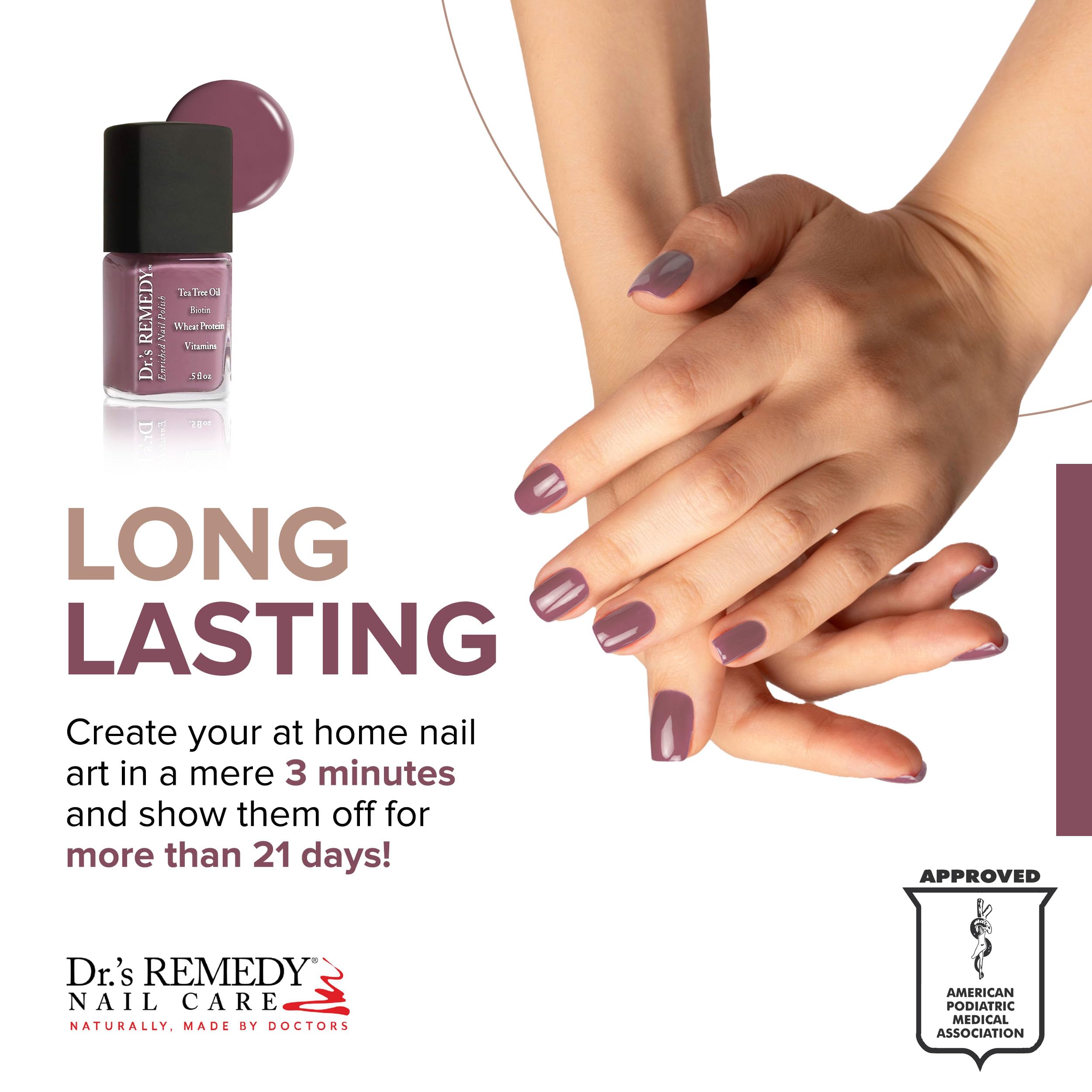 Close-up of Mindful Mulberry shade on nails