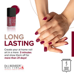 Dr.'s Remedy Cheerful Cherry nails shown with glossy finish and enhanced shine.