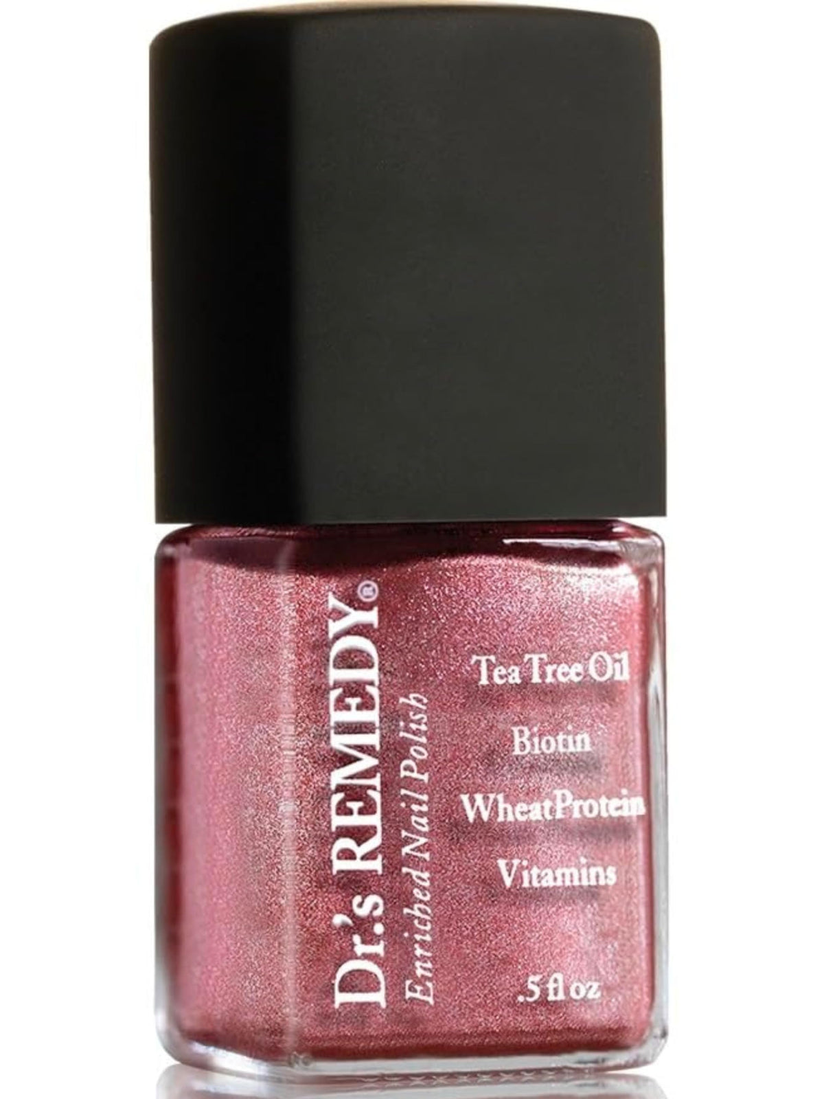 Dr.’s Remedy Enriched Nail Polish Reflective Rose bottle shows vibrant color and quick-dry shine