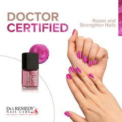 Dr.’s Remedy Enriched Nail Polish Reflective Rose brush demonstrates smooth application