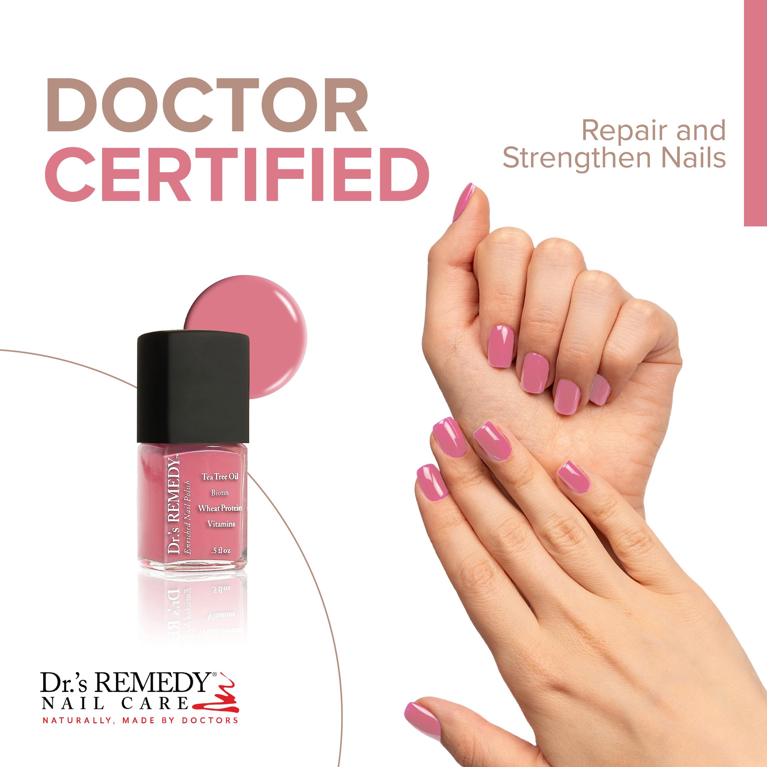 Brush application of Dr.'s Remedy Enriched Nail Polish Serene Salmon for smooth, even coverage.
