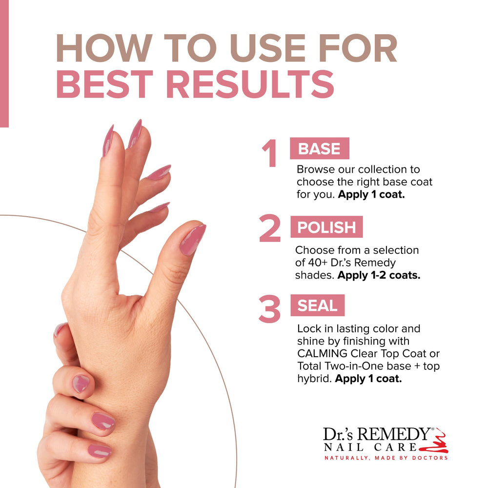 Serene Salmon finish provides brilliant shine and hydrated nails.