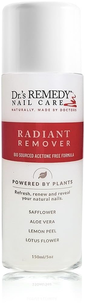 Dr.'s Remedy Organic Nail Polish Remover bottle shows gentle formula for sensitive nails