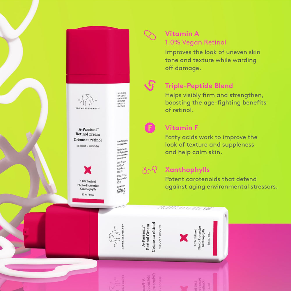 Drunk Elephant A-Passioni crème-retinol avant-apres: aperçu des améliorations possibles