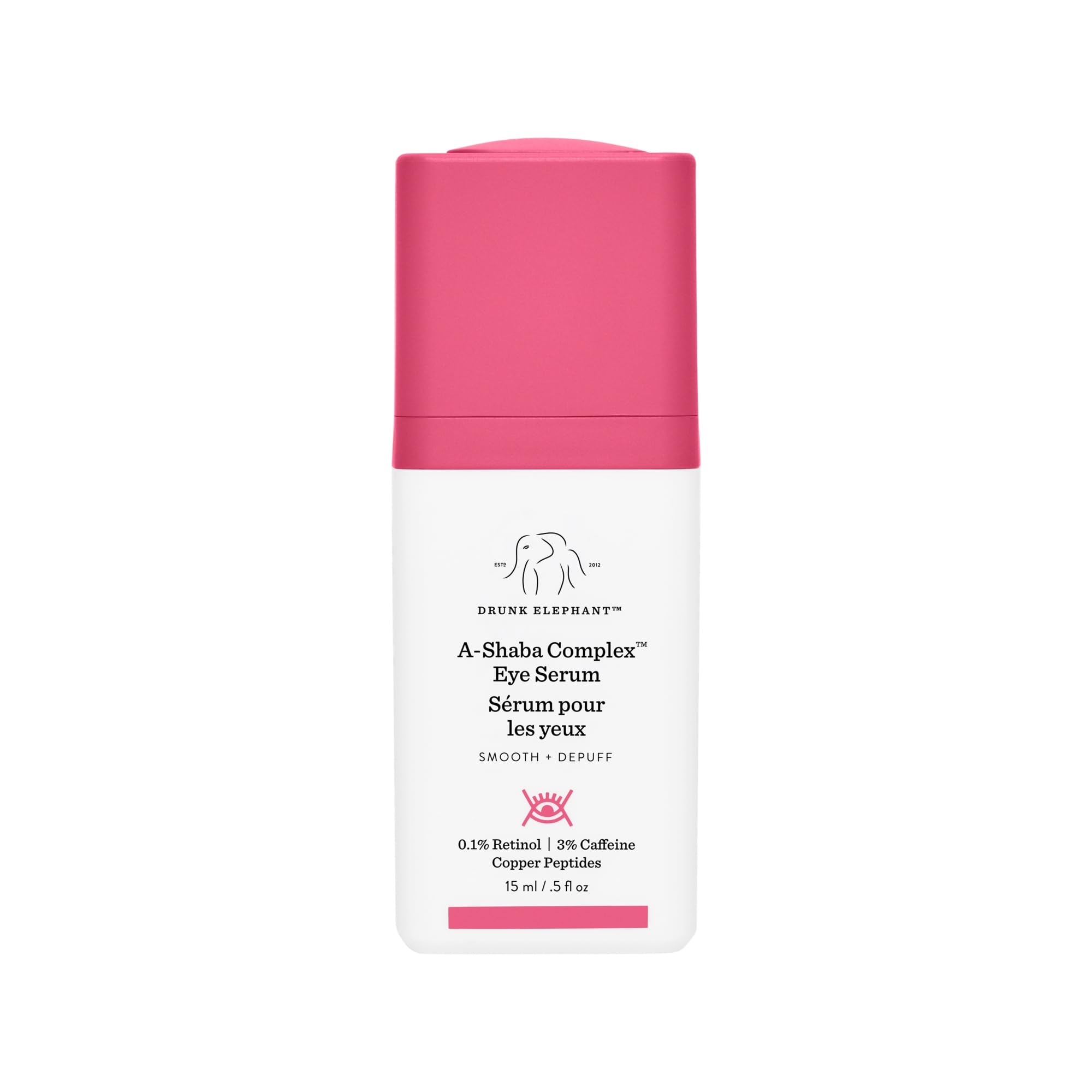 Drunk Elephant A-Shaba Complex Sérum contour des yeux: flacon 15 ml, hydratation ciblée.