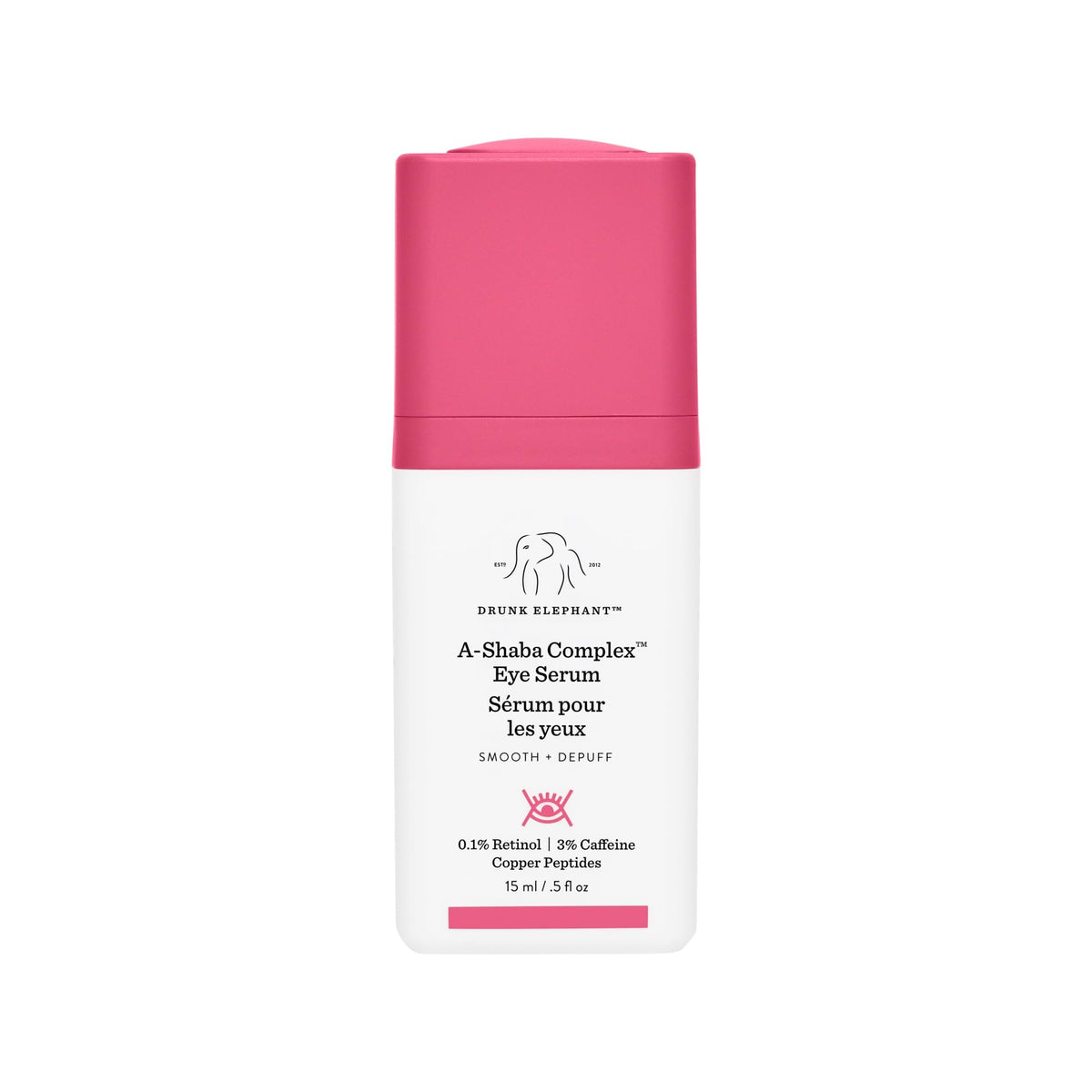 Drunk Elephant A-Shaba Complex Sérum contour des yeux: flacon 15 ml, hydratation ciblée.