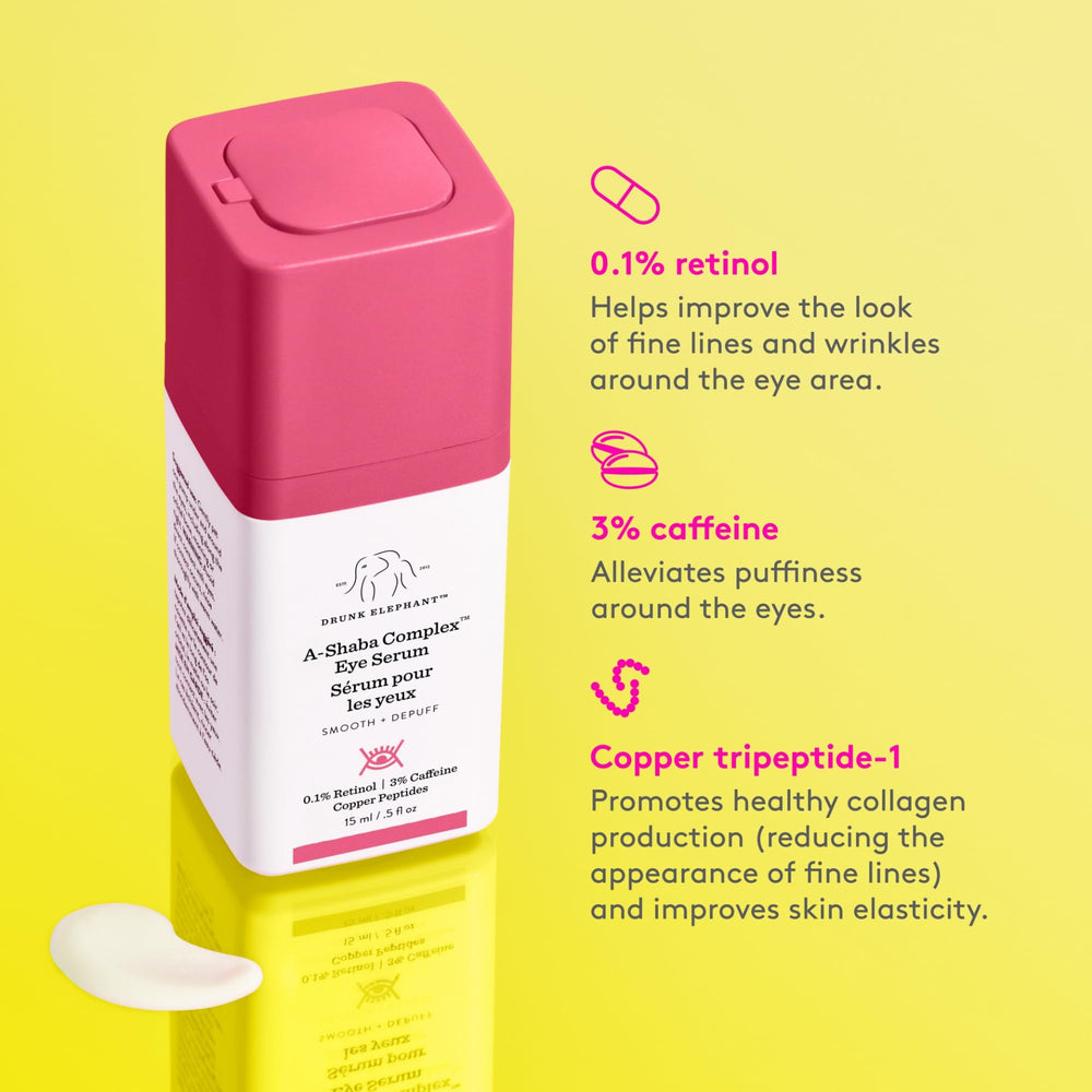 Drunk Elephant A-Shaba Complex Sérum contour des yeux: application matin et soir.