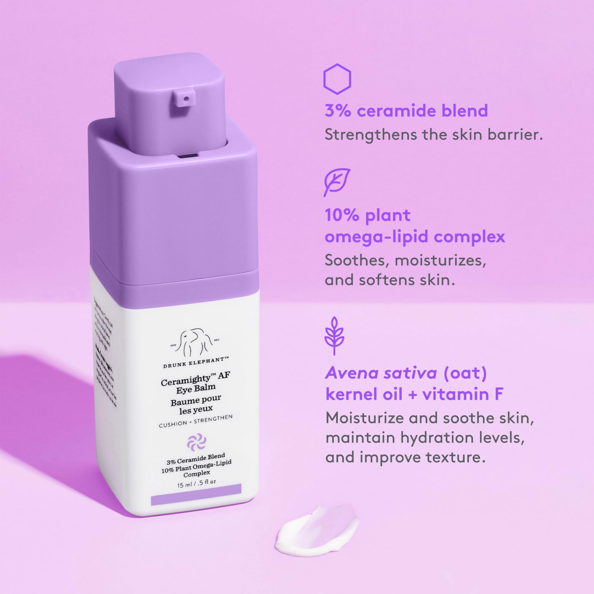 Drunk Elephant Ceramighty AF texture crème réconfortante pour le contour des yeux.