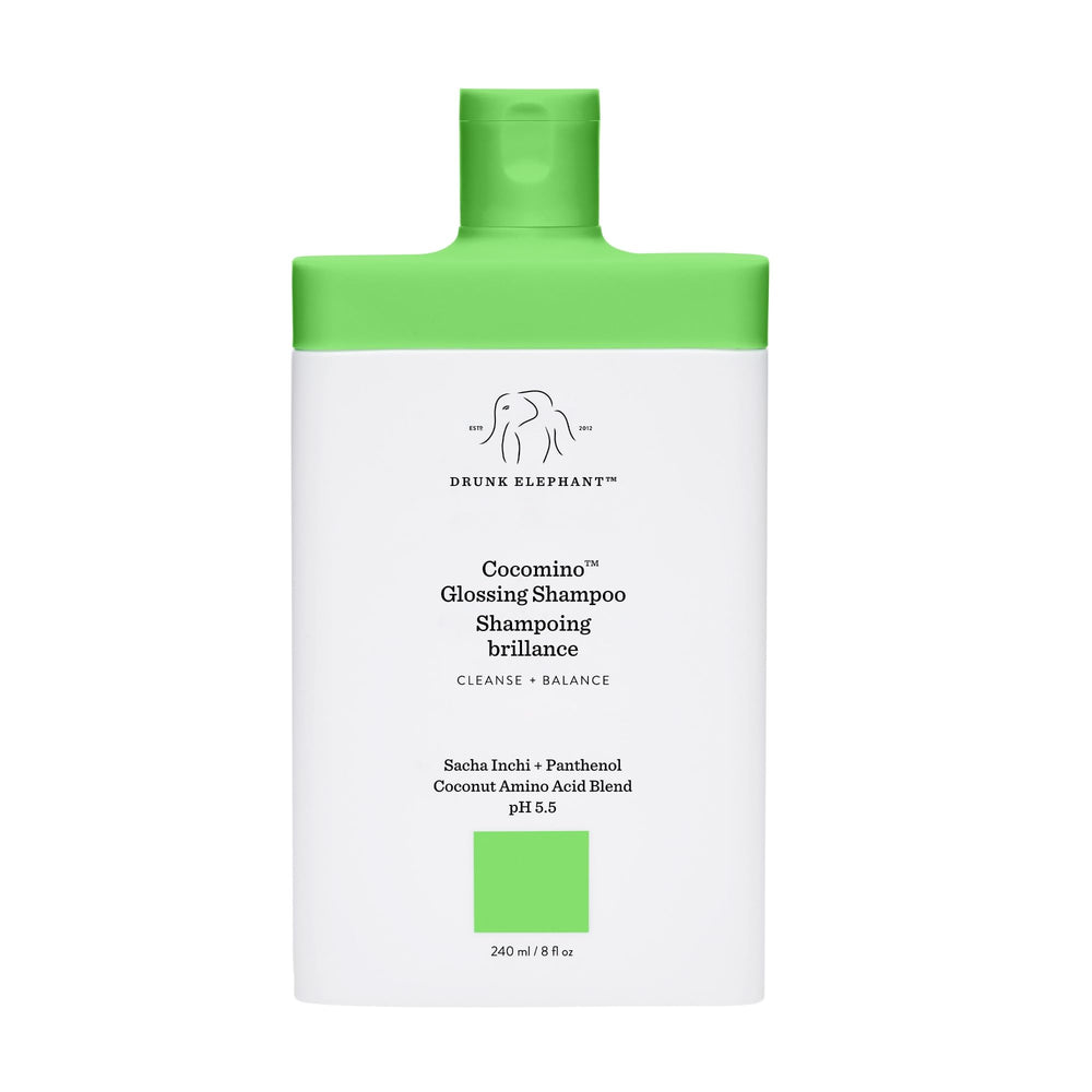 Drunk Elephant shampooing Cocomino glossant — bouteille élégante et nettoyage doux des cheveux
