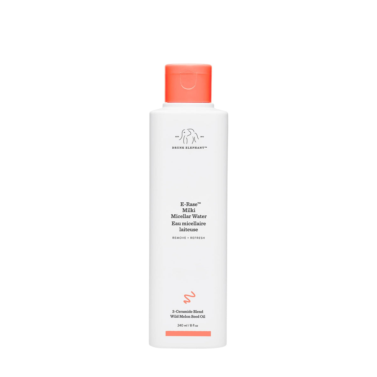 Drunk Elephant E-Rase lait micellaire dans une bouteille, démaquillage en douceur.