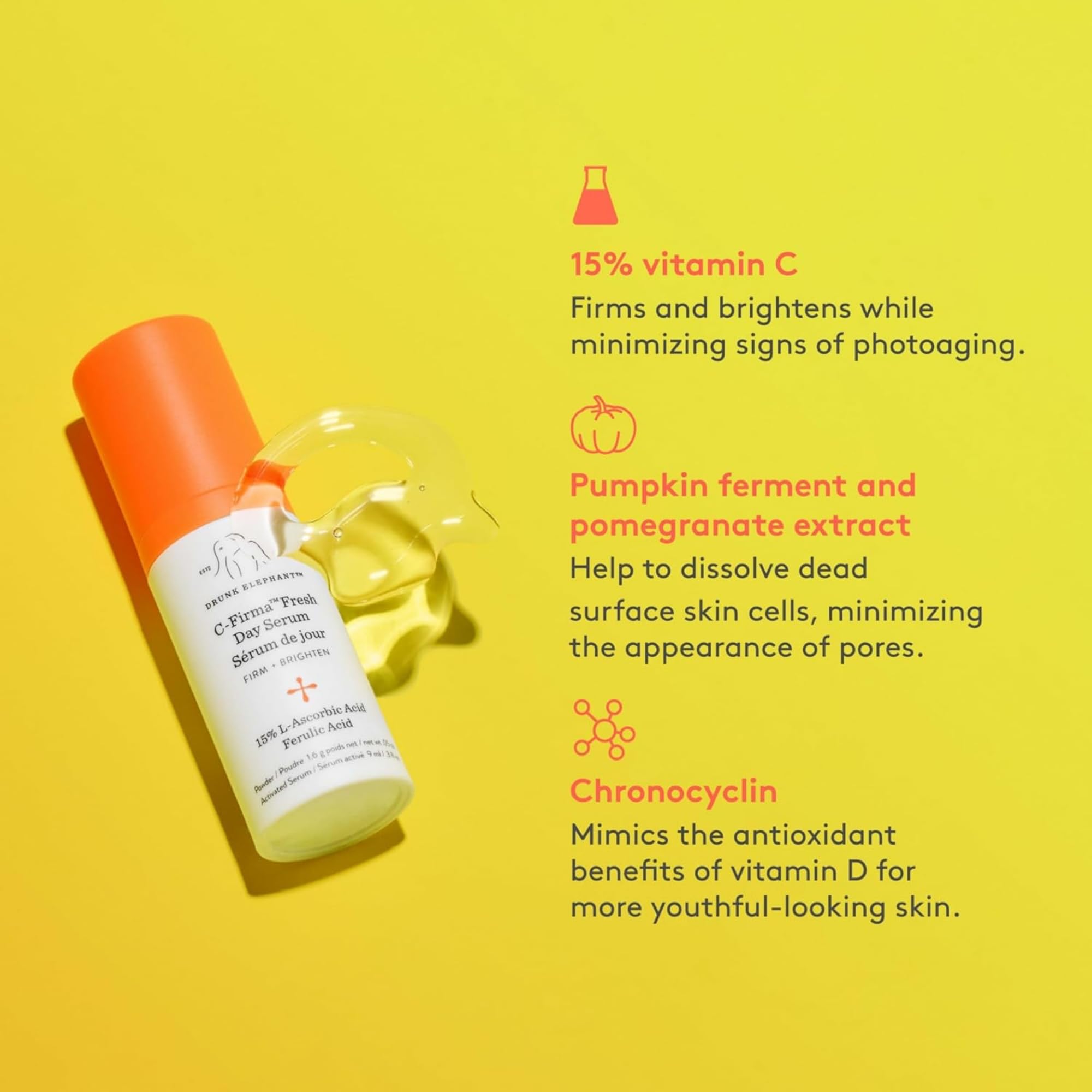 Drunk Elephant Hydra et Bright Duo dans une routine matin, mélange et application efficaces.