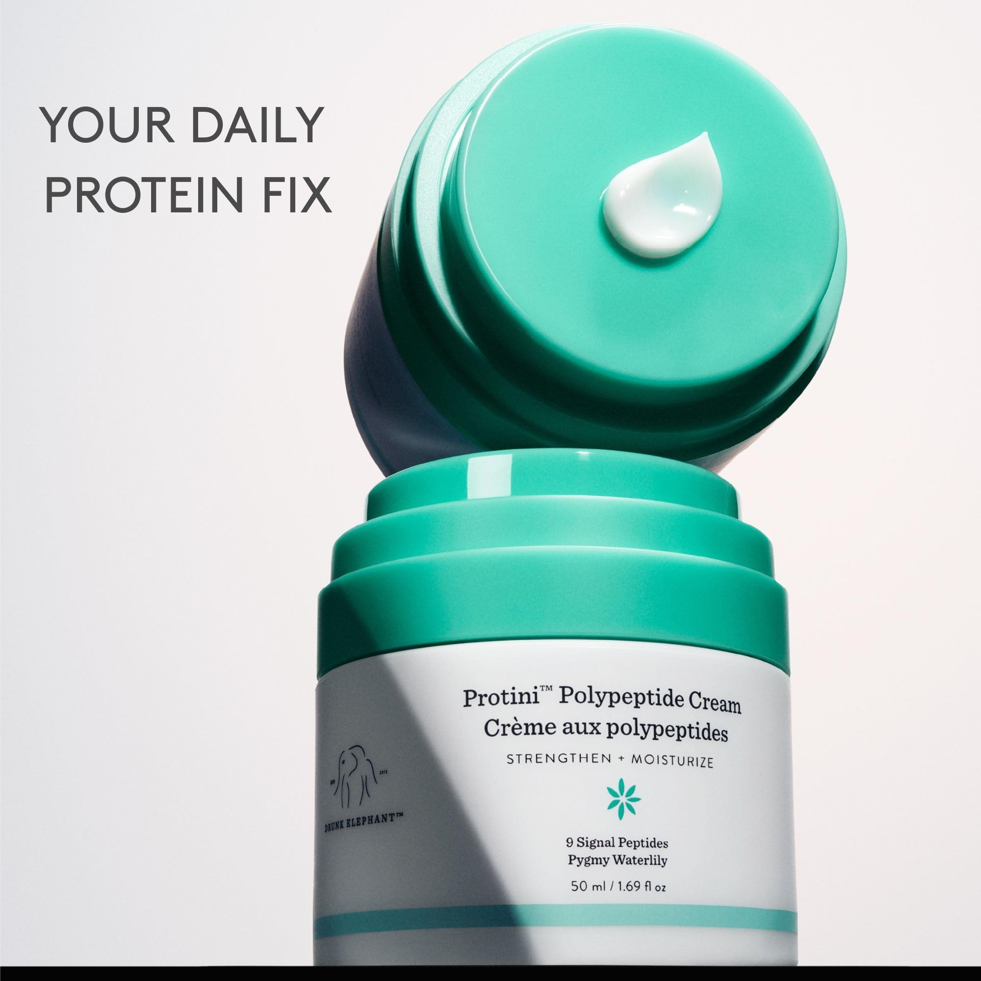 Soin quotidien hydratant Protini de Drunk Elephant: peau nourrie durablement.